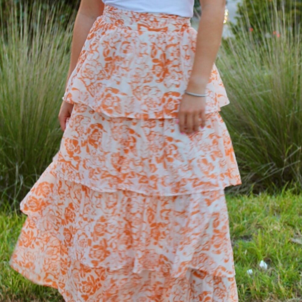NWT Orange Patterned Skirt